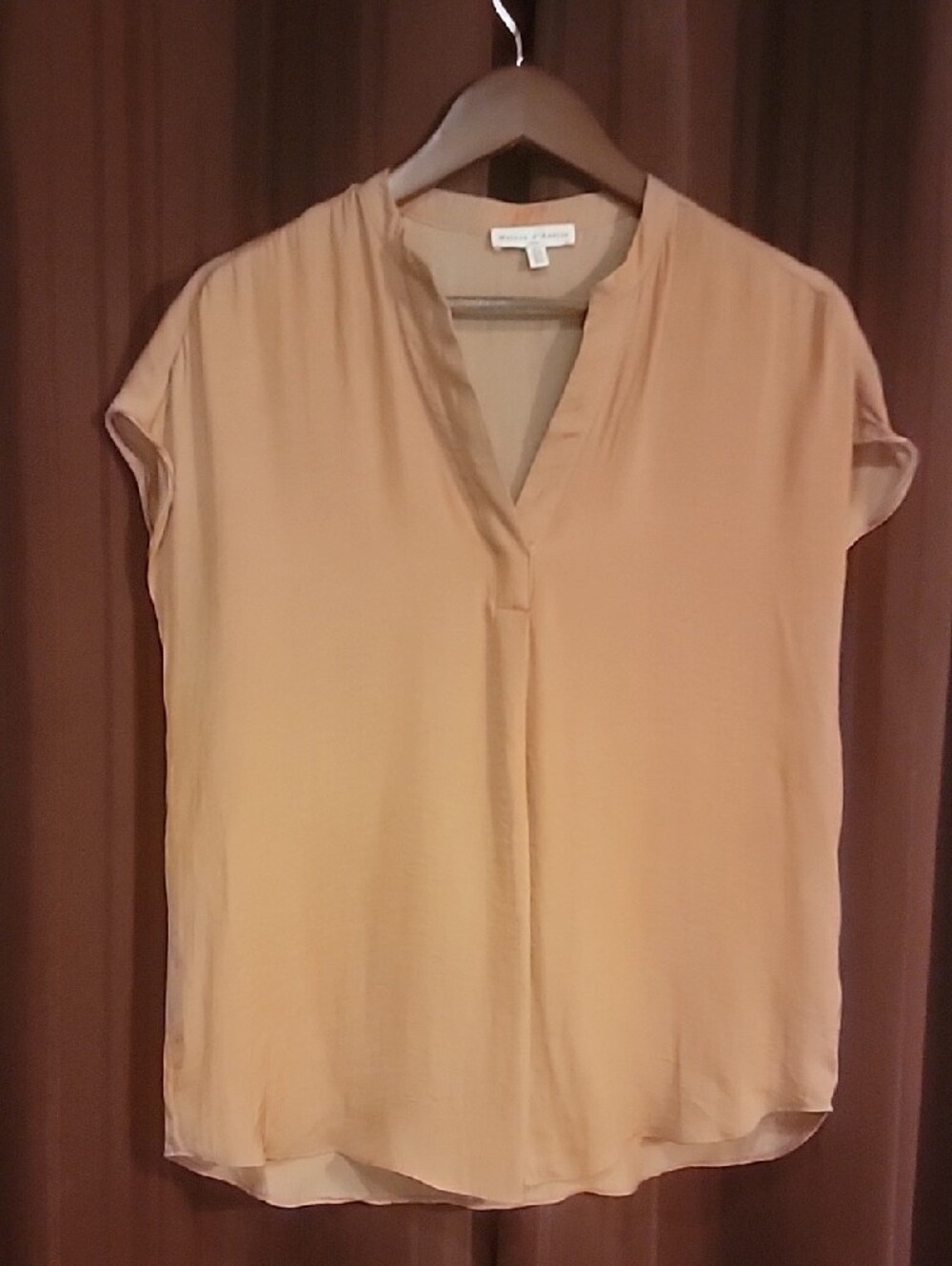 Maison d'Amélie Paris Rust Orange V-Neck Blouse Size Sm Cap Sleeve Top